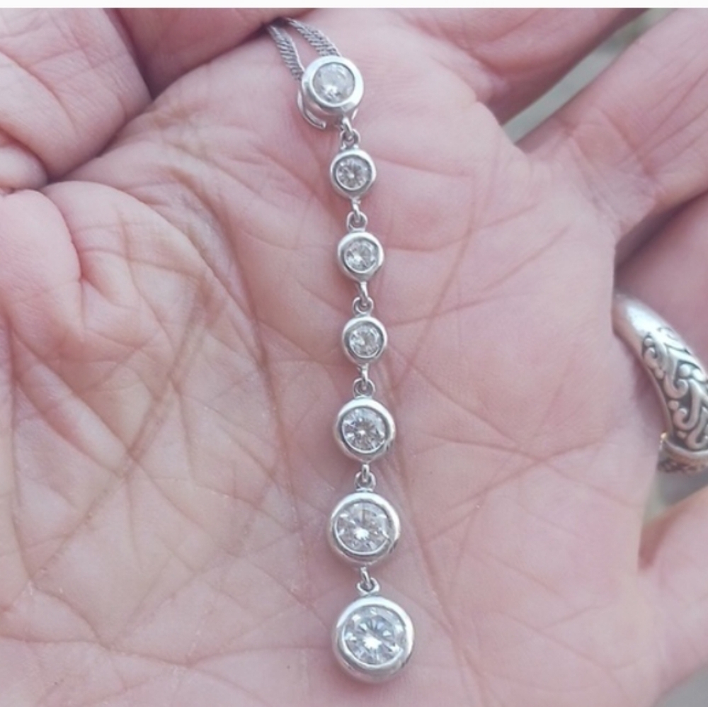 New! Gorgeous! Bella Luce,white czs',bezel set,pendant, chain solid,925 sterling